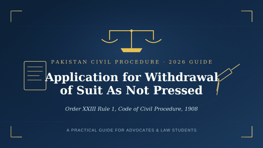 Withdrawal of Suit As Not Pressed